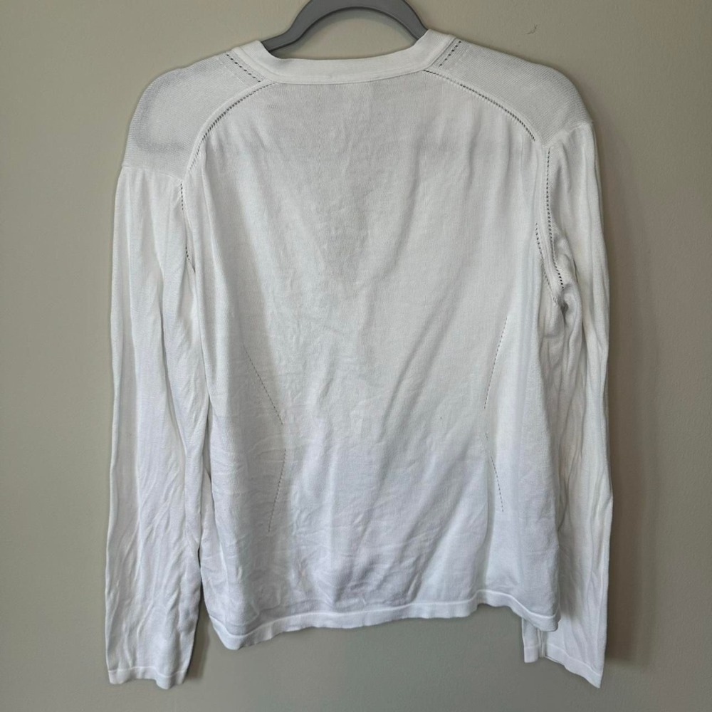 Henri Bendel V-neck‎ White Cardigan Size Large Vtg - Picture 4 of 7